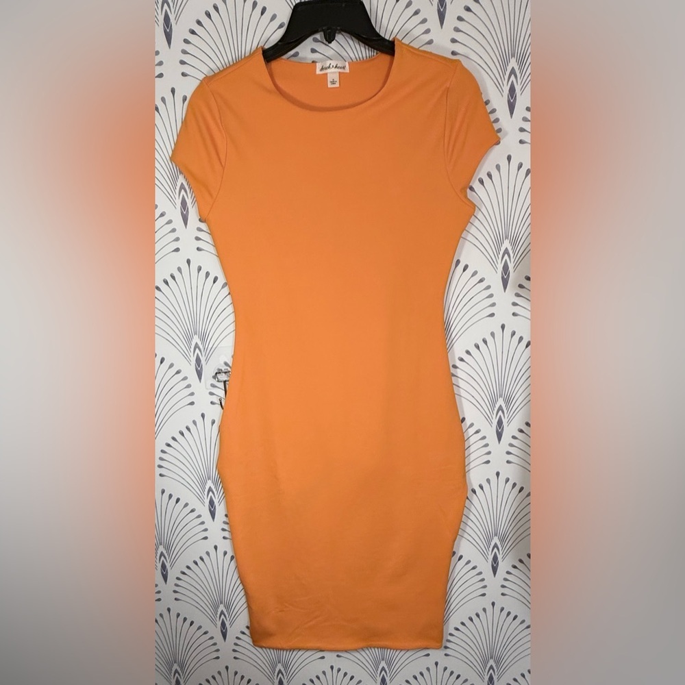 Derek Heart Fitted Orange Body Con Mini Dress
